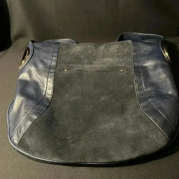 B. Makowsky Giamma Navy Suede & Leather Shoulder Bag - Picture 5 of 8